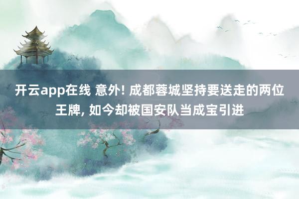 开云app在线 意外! 成都蓉城坚持要送走的两位王牌, 如今却被国安队当成宝引进