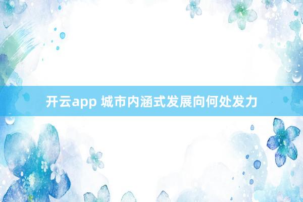 开云app 城市内涵式发展向何处发力