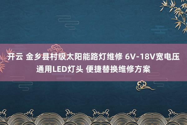 开云 金乡县村级太阳能路灯维修 6V-18V宽电压通用LED灯头 便捷替换维修方案