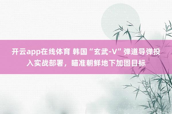 开云app在线体育 韩国“玄武-V”弹道导弹投入实战部署,瞄准朝鲜地下加固目标