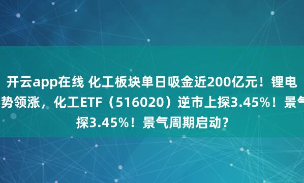 开云app在线 化工板块单日吸金近200亿元！锂电、磷化工强势领涨，化工ETF（516020）逆市上探3.45%！景气周期启动？