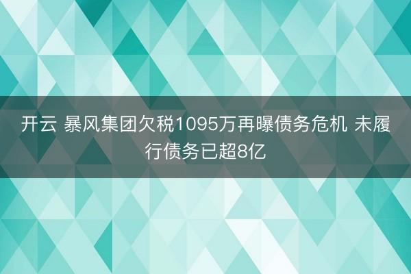 开云 暴风集团欠税1095万再曝债务危机 未履行债务已超8亿