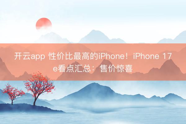 开云app 性价比最高的iPhone！iPhone 17e看点汇总：售价惊喜