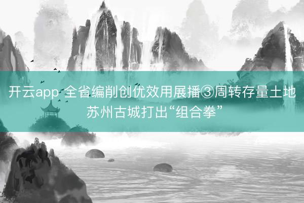 开云app 全省编削创优效用展播③周转存量土地 苏州古城打出“组合拳”
